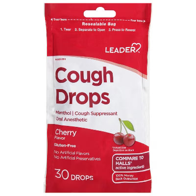 Leader™ Cherry Cough Drop, 30-Pack