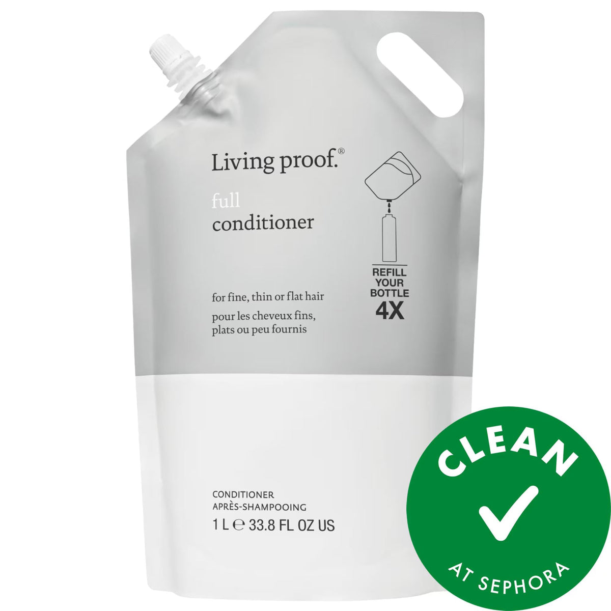 BrandX Full Volumizing Conditioner Refill Pouch - Silicone-Free, Color-Safe, Cruelty-Free Hair Conditioner for Fine Hair