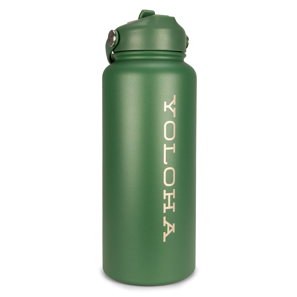 Green Cork Sleeve Bottle with Flip Straw Lid | 32oz