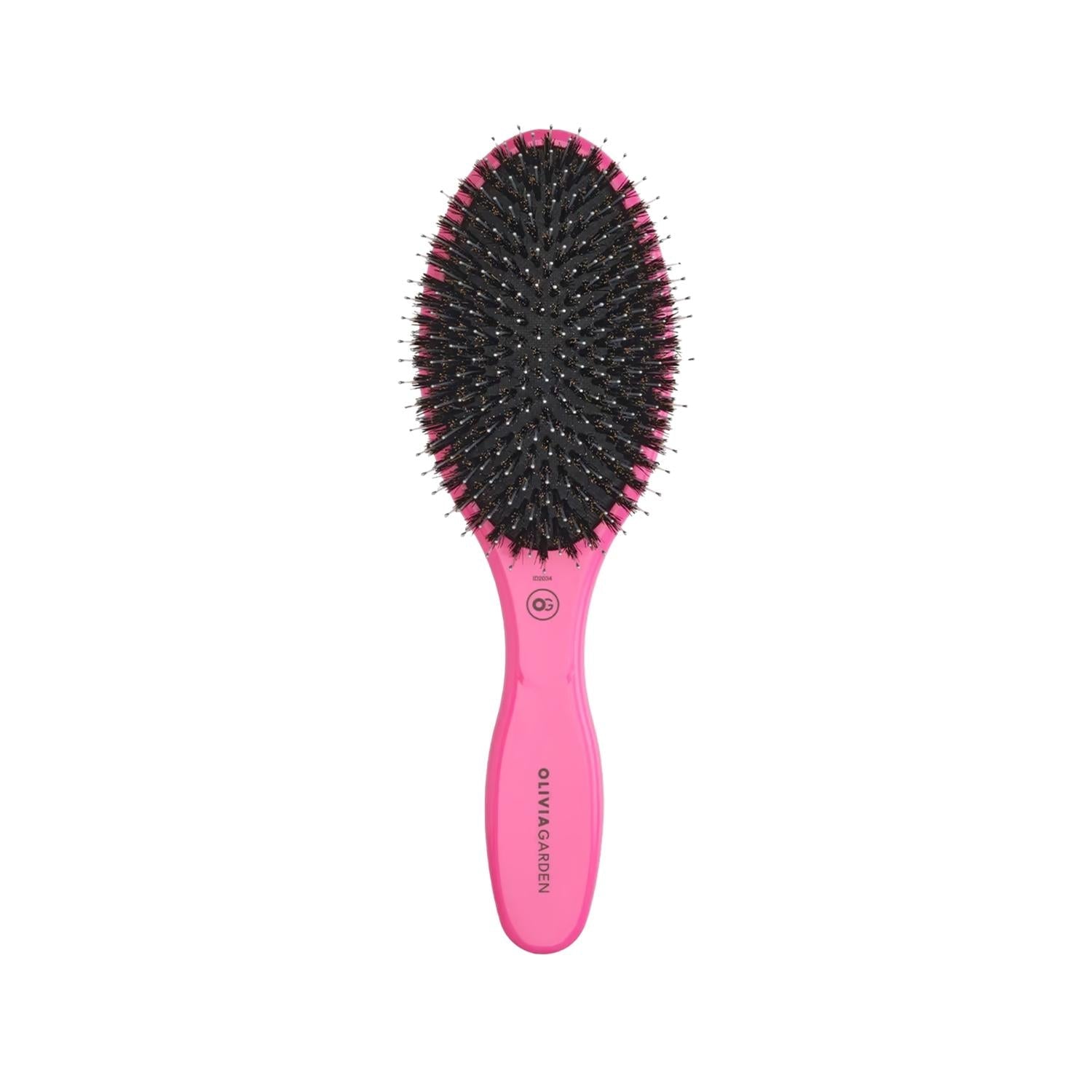 Olivia Garden Expert Care Oval Boar Nylon Bristles Hair Brush - Professional Detangling & Styling Tool
