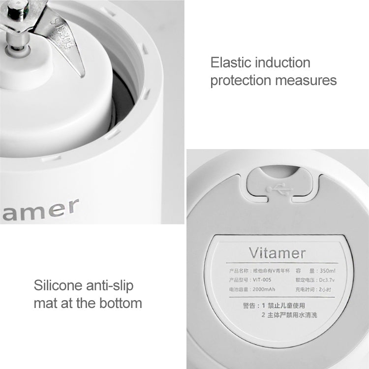 Vitamer USB Mini Portable Juicer Juice Blender Lemon Fruit Squeezers Reamers Bottle (White)