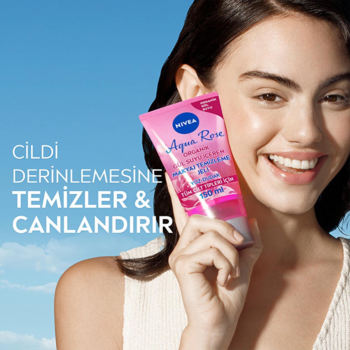 Nivea Aqua Rose Makeup Cleansing Gel - Hydrating, Gentle, Dermatologically Tested - 5.07 fl oz