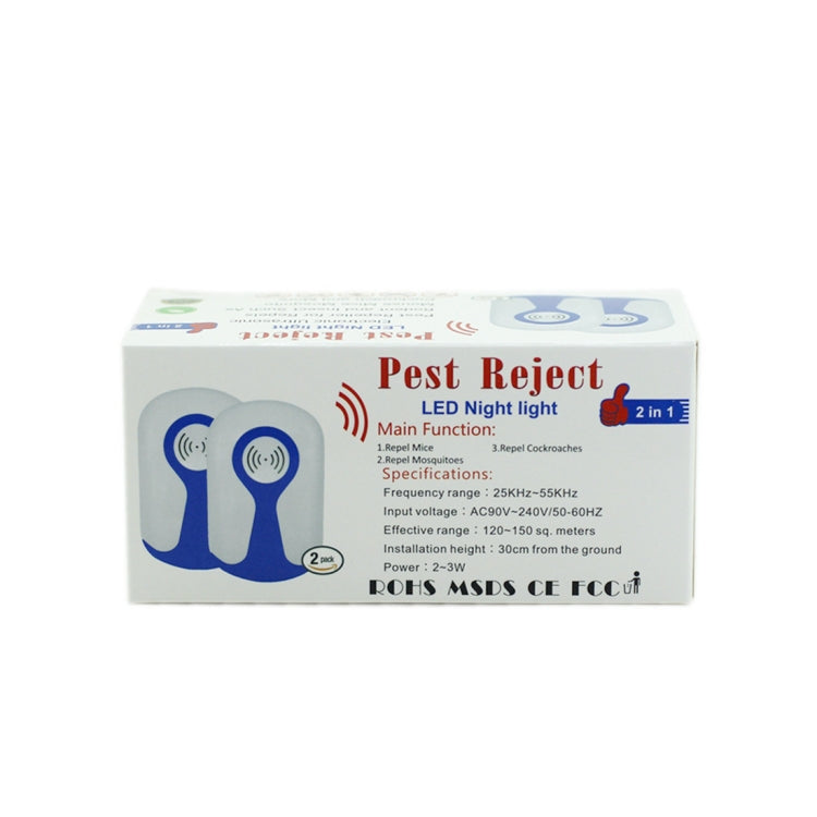 3W Electronic Ultrasonic Anti Mosquito Rat Insect Pest Repeller with Light, UK Plug, AC 90-240V