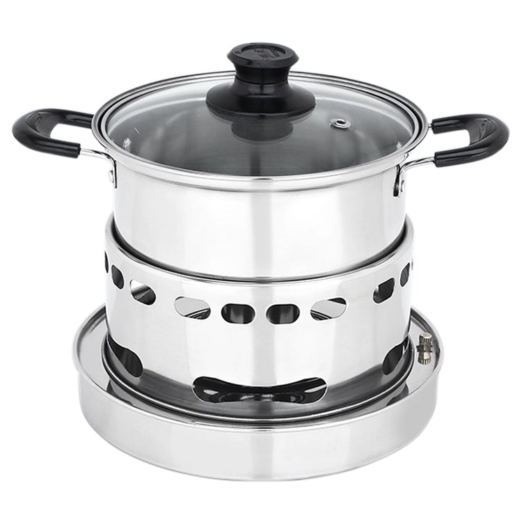 Portable Outdoor Stainless Steel Wick Alcohol Stove Single Small Pot Set, Size: 14cm