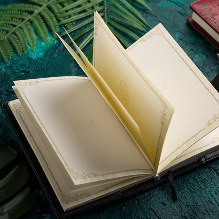 B6 Retro PU Cover Notebook Diary Book with Password Lock(Wine Red)