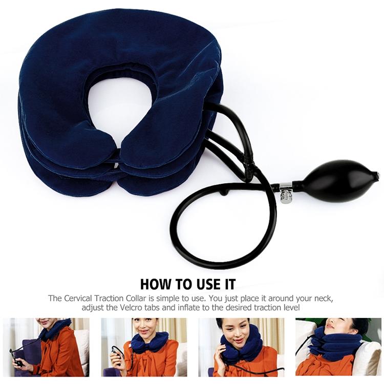 Household Full Cashmere Cervical Traction Instrument Neck Protection Inflatable Cervical Spine Massage Instrument (Black)