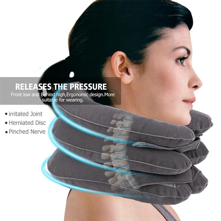 Household Full Cashmere Cervical Traction Instrument Neck Protection Inflatable Cervical Spine Massage Instrument (Black)