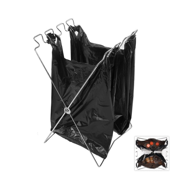 Outdoor Camping Stainless Steel Foldable Garbage Bags Hanger, Size: 58*32 cm
