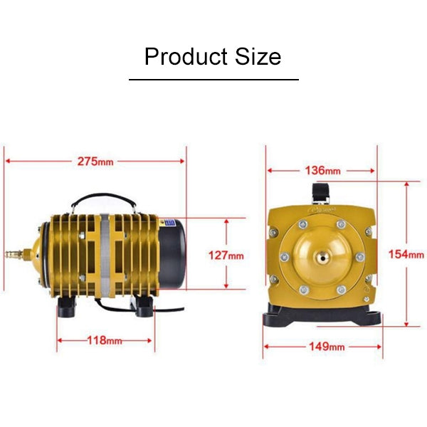 ACO-008A 160W 115L/Min Electromagnetic Air Pump Compressor Seafood Fish Tank Increase Oxygen Air Flow Spliter, US Plug