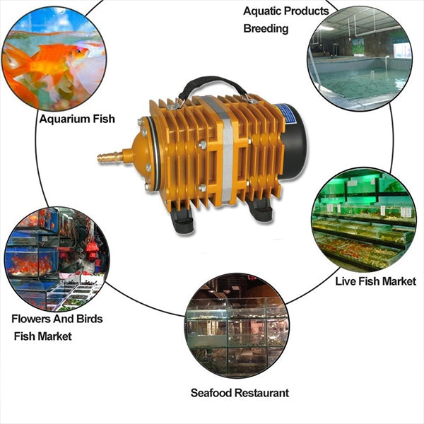 ACO-008A 160W 115L/Min Electromagnetic Air Pump Compressor Seafood Fish Tank Increase Oxygen Air Flow Spliter, US Plug