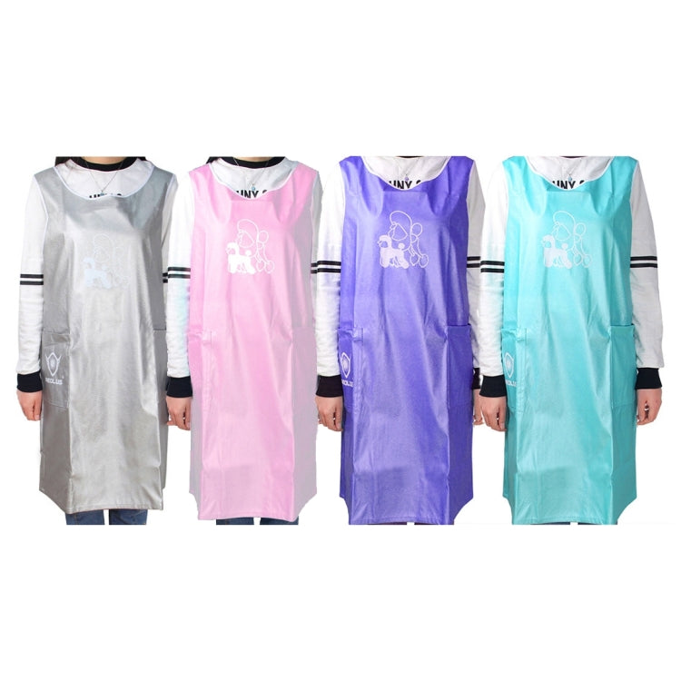 Sleeveless Pet Apron Beauty Gown Pet Grooming Beautician Smock Waterproof Clothing Pet Store Aprons,M, Length: 93cm(Silver)