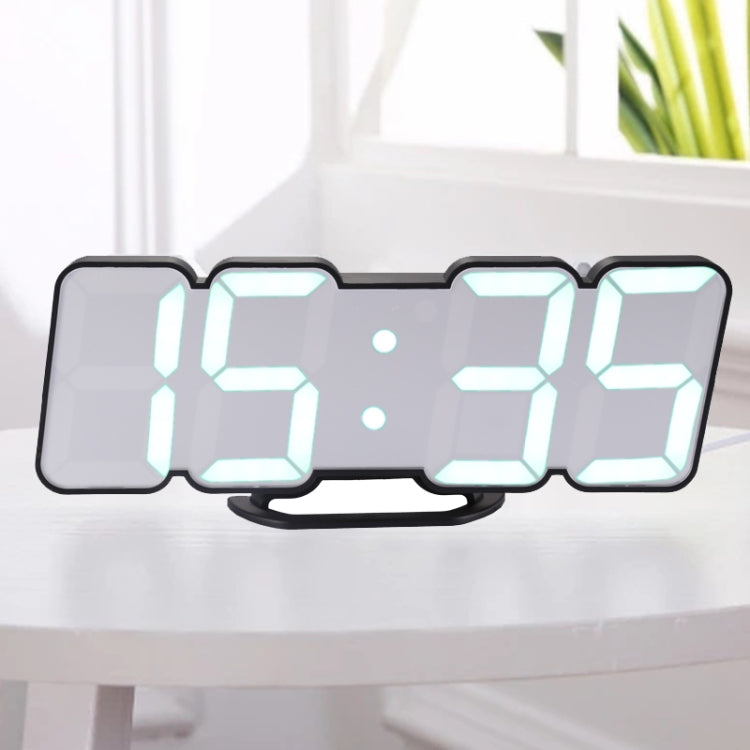 Modern 3D LED Sound Control Colorful Digital Alarm Clock Adjust Brightness Electronic Wall Glowing Hanging Clock with Remote Control(Black)