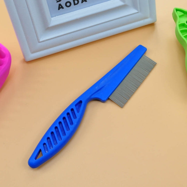 5 PCS Pet Cats Dogs Supplies Combs Fine Toothed Stainless Steel Needle Fleas Removal Combs, Length: 14cm (Blue)