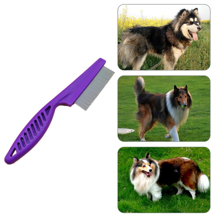 5 PCS Pet Cats Dogs Supplies Combs Fine Toothed Stainless Steel Needle Fleas Removal Combs, Length: 14cm (Purple)