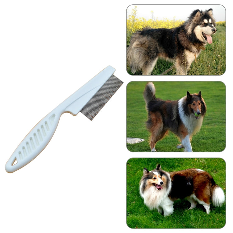 5 PCS Pet Cats Dogs Supplies Combs Fine Toothed Stainless Steel Needle Fleas Removal Combs, Length: 14cm (White)