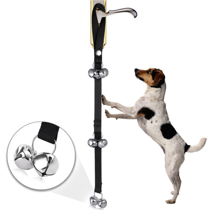 Pet Dog Training Bell Nylon Rope Traction Rope Doorbell Leash Dog Anti-lost Bell with 7 Bells (Black)