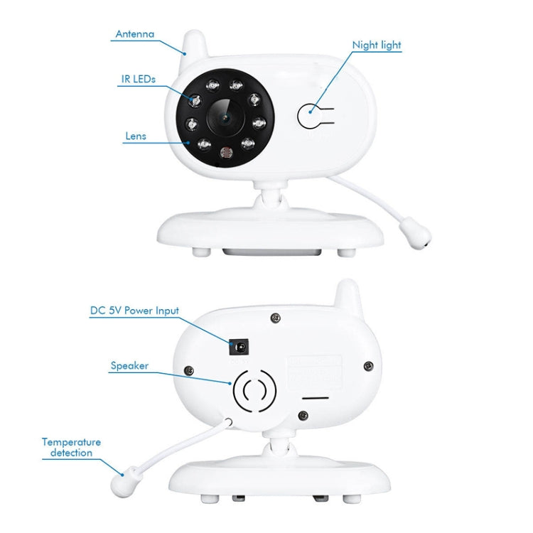 BM-850 3.5 inch LCD 2.4GHz Wireless Surveillance Camera Baby Monitor with 8-IR LED Night Vision, Two Way Voice Talk(White)