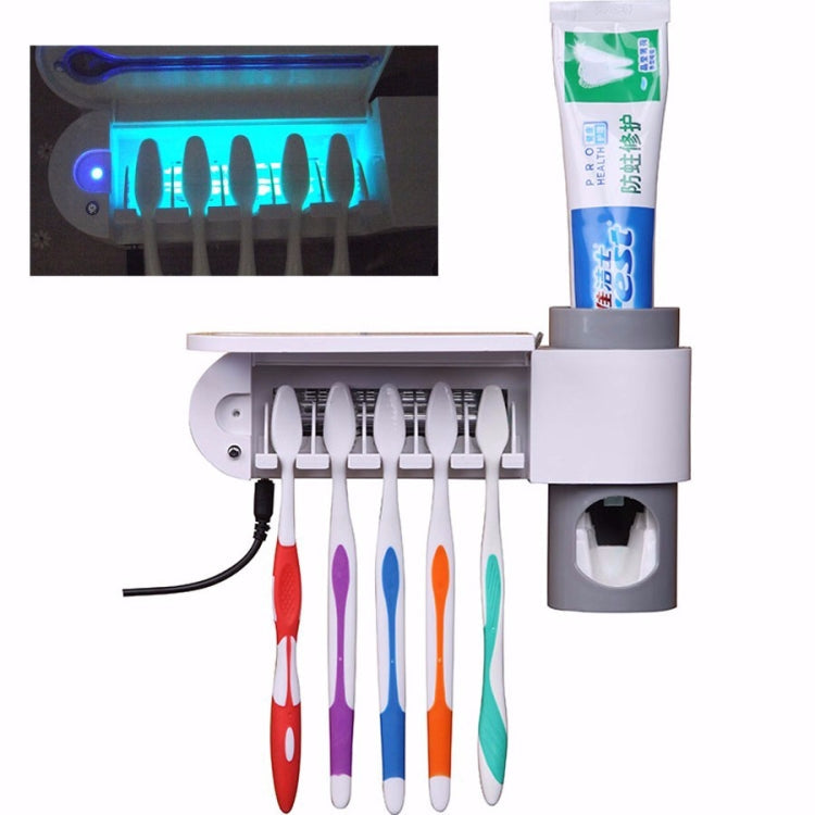 Automatic Toothpaste Dispenser Dental UV Ultraviolet Toothbrush Sterilizer Storage Holder(US Plug)