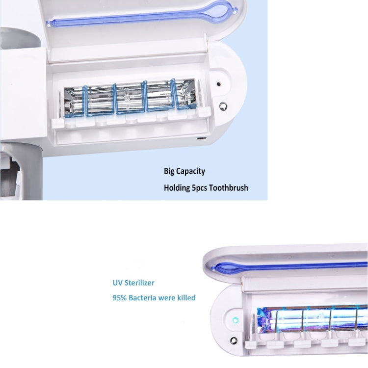 Automatic Toothpaste Dispenser Dental UV Ultraviolet Toothbrush Sterilizer Storage Holder(US Plug)