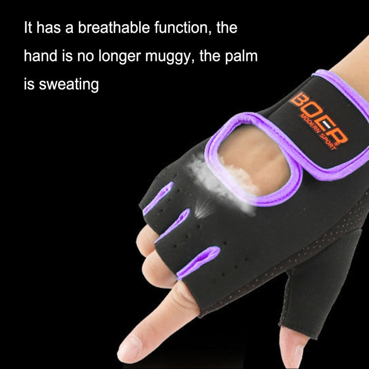 Unisex Half Finger Gloves Outdoors Riding Non-slip Breathable Sports Gloves, Size: S, Plamar: 16*12*3.0cm(Purple)