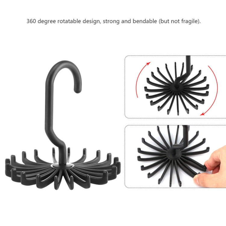 20 Claws 360 Degree Rotatable Tie Rack Belt Scarf Hanger Holder, Size: S(Black)