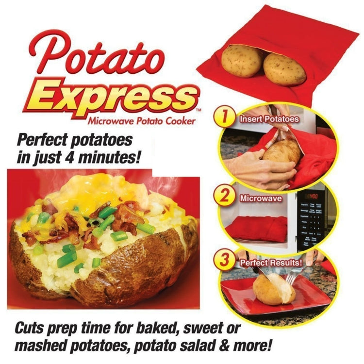 Washable Reusable Microwave Potato Cooker Bag (Cooks Up to 4 Potatoes At The Same Time), Size: 26.7*17.6cm(Red)