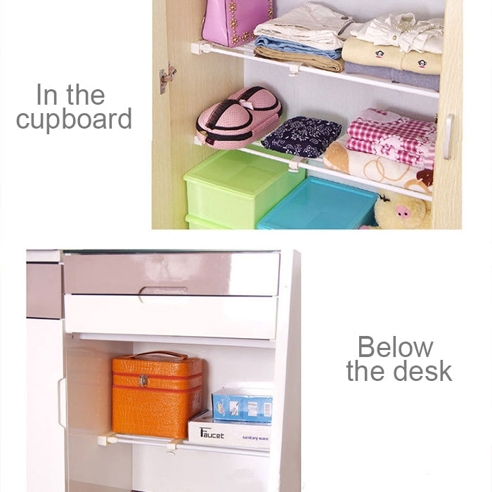 Wardrobe Storage Layered Baffle Cabinet Shelf Dormitory Partition Cupboard Partition Board, Width: 24cm, Stretch Range: 30-40cm (White)