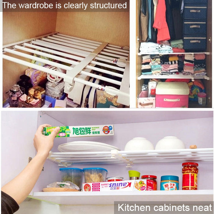 Wardrobe Storage Layered Baffle Cabinet Shelf Dormitory Partition Cupboard Partition Board, Width: 24cm, Stretch Range: 30-40cm (White)