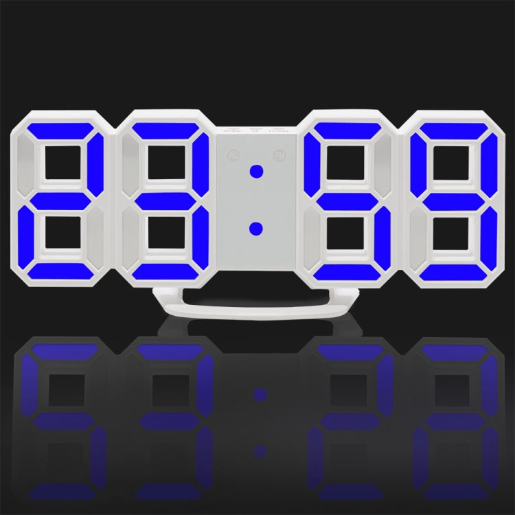 Multi-Function Large 3D LED Digital Wall Alarm Clock with Snooze Function, 12/24 Hours Display for Home, Kitchen, Office, DC 5V, CE Certificated(Blue)