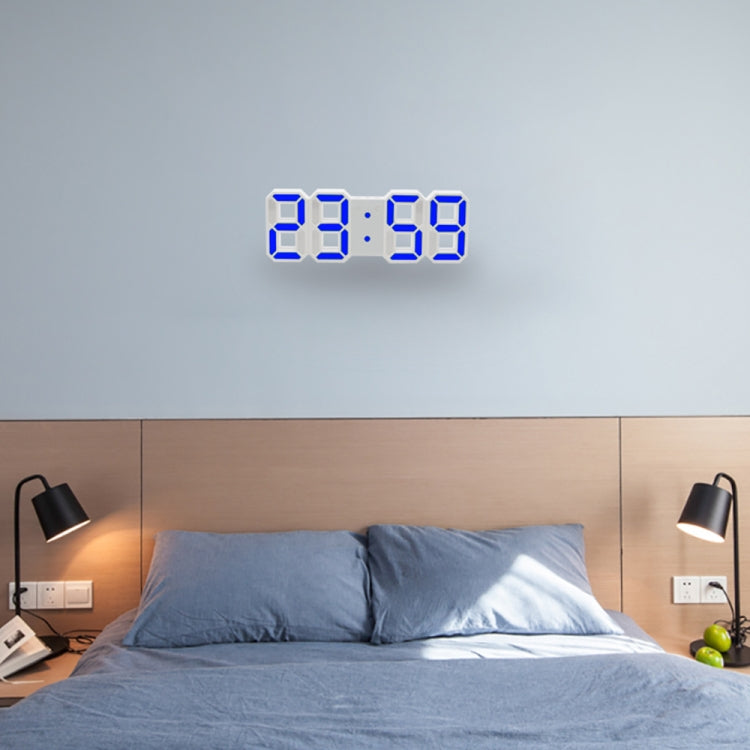 Multi-Function Large 3D LED Digital Wall Alarm Clock with Snooze Function, 12/24 Hours Display for Home, Kitchen, Office, DC 5V, CE Certificated(Blue)