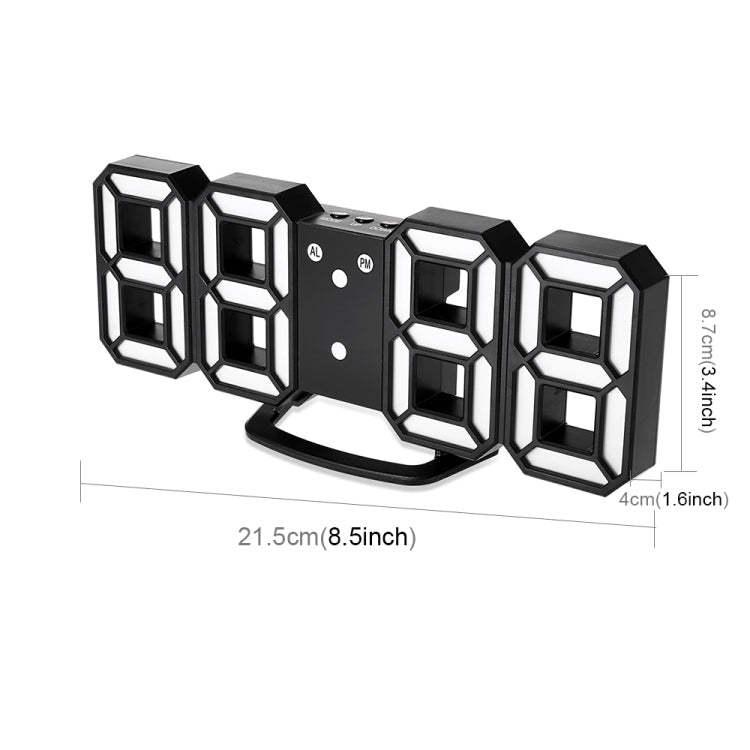 Multi-Function Large 3D LED Digital Wall Alarm Clock with Snooze Function, 12/24 Hours Display for Home, Kitchen, Office, DC 5V, CE Certificated(White)