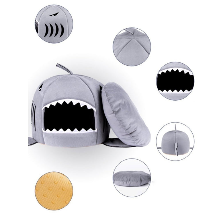 Indoor Pet Dog Puppy Cat Warm House Sharks Pet Sleeping Bed Nest, M Size: 50x50x48cm (Blue)