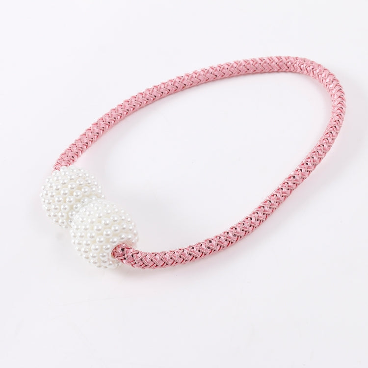 Fashion Adornments Pearl Magnetic Buckle Curtain Strap(Pink)