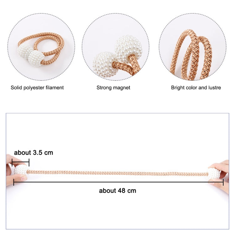 Fashion Adornments Pearl Magnetic Buckle Curtain Strap(Pink)