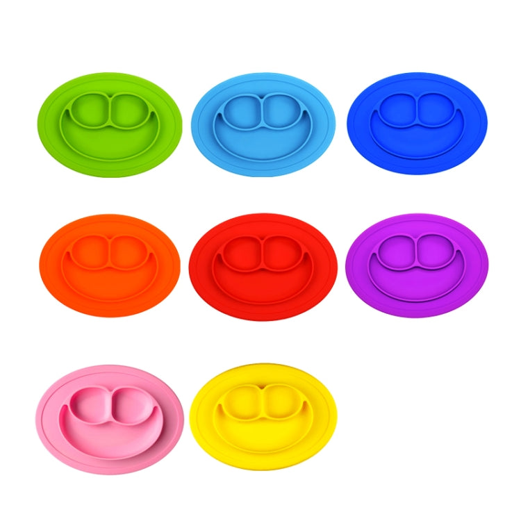 Smile Style One-piece Round Silicone Suction Placemat for Children, Built-in Plate and Bowl (Yellow)