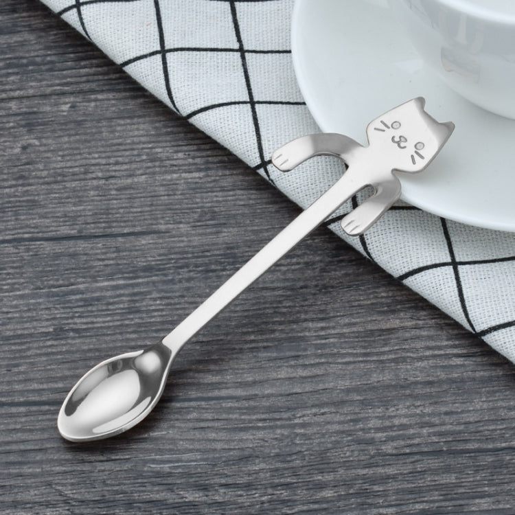 Creative 304 Stainless Steel Cartoon Cat Handle Coffee Stirring Spoons, 11.8*1.8cm(Silver)