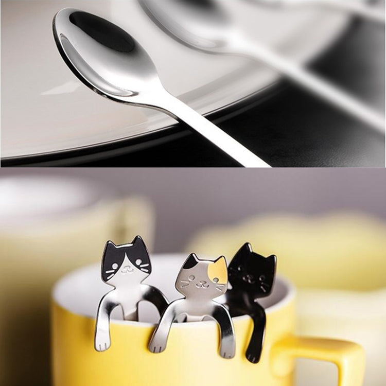 Creative 304 Stainless Steel Cartoon Cat Handle Coffee Stirring Spoons, 11.8*1.8cm(Silver)