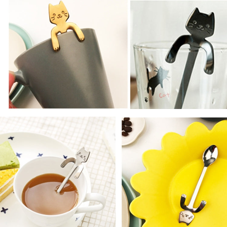 Creative 304 Stainless Steel Cartoon Cat Handle Coffee Stirring Spoons, 11.8*1.8cm(Silver)