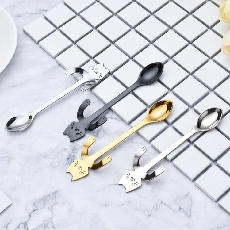 Creative 304 Stainless Steel Cartoon Cat Handle Coffee Stirring Spoons, 11.8*1.8cm(Silver)