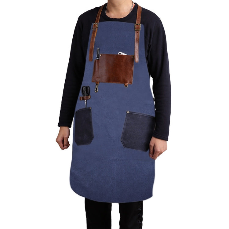 Retro Style Cotton Canvas Craftsman Work Aprons(Blue)