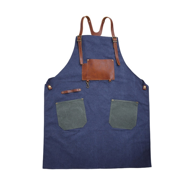 Retro Style Cotton Canvas Craftsman Work Aprons(Blue)