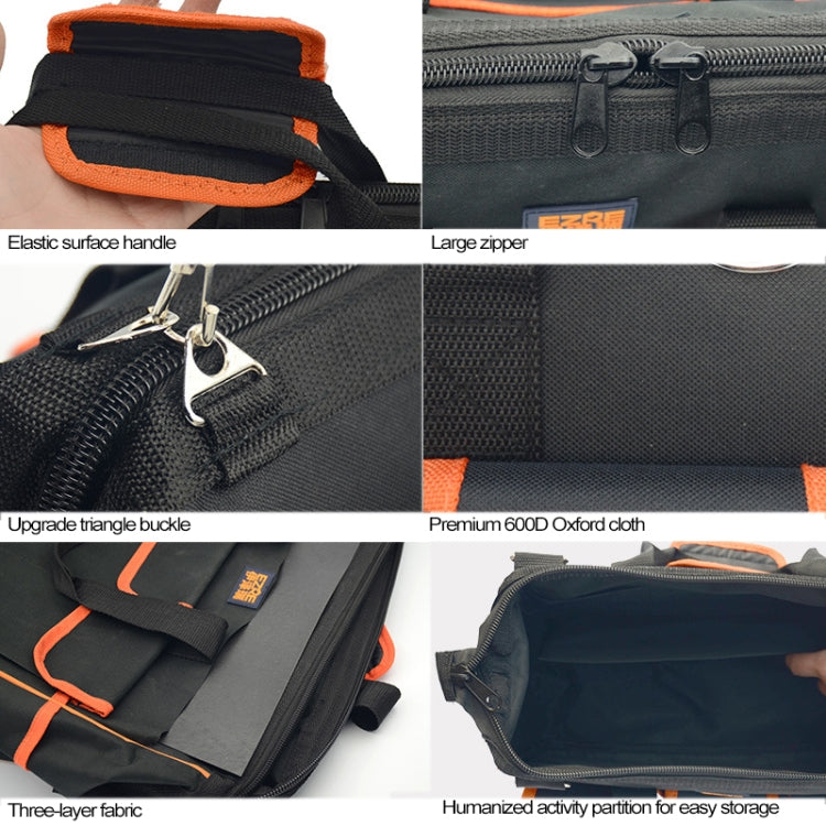 EZRE Multi-function Oxford Cloth Electrician Belt Pouch Maintenance Tools Handbag Shoulder Bag Convenient Tool Bag, Size : 17 inch