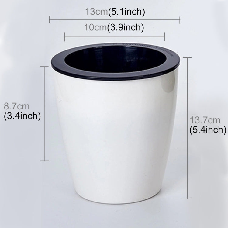 Lazy Flower Pots Automatic Water-absorbing Hydroponic Potted Plants Circular Resin Plastic Flower Pots Double-layer Design Self Watering Planter, Diameter: 13cm, Height: 13.7cm(White)