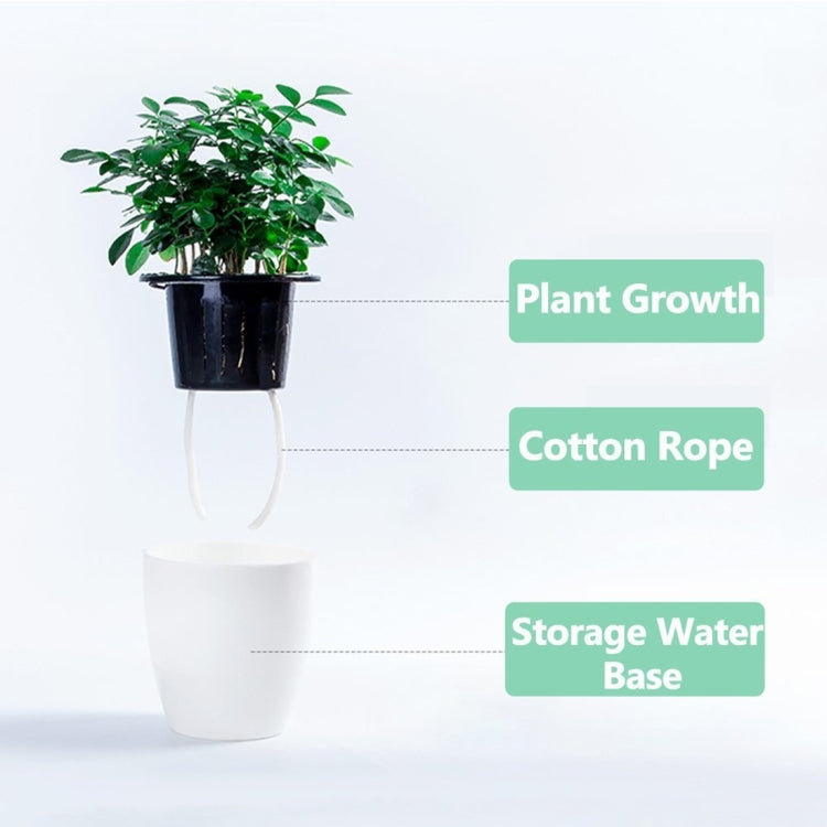 Lazy Flower Pots Automatic Water-absorbing Hydroponic Potted Plants Circular Resin Plastic Flower Pots Double-layer Design Self Watering Planter, Diameter: 13cm, Height: 13.7cm(White)