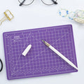 Junesix A5 Cutting Mat Set Cutting Mat & Ruler & Carving Knife(Purple)