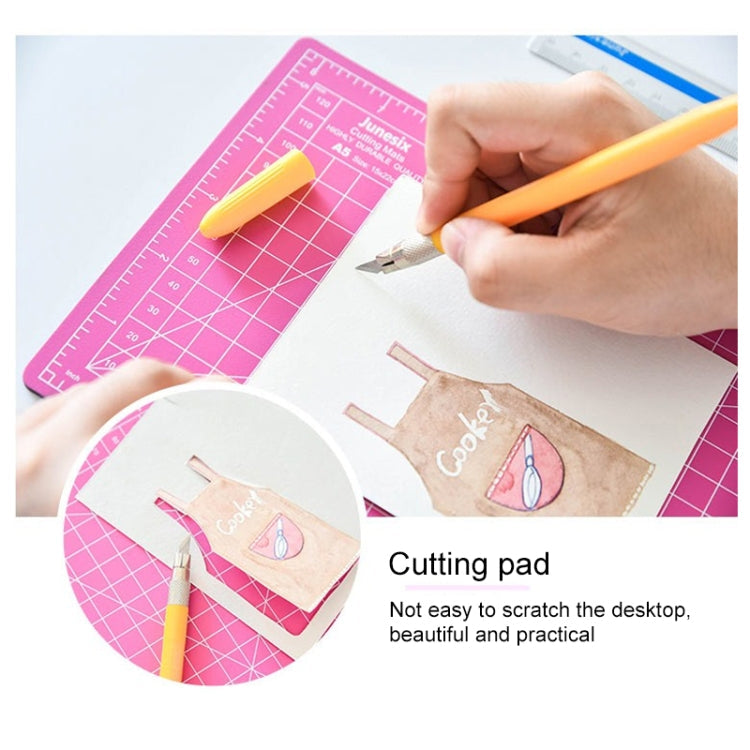 Junesix A5 Cutting Mat Set Cutting Mat & Ruler & Carving Knife(Purple)