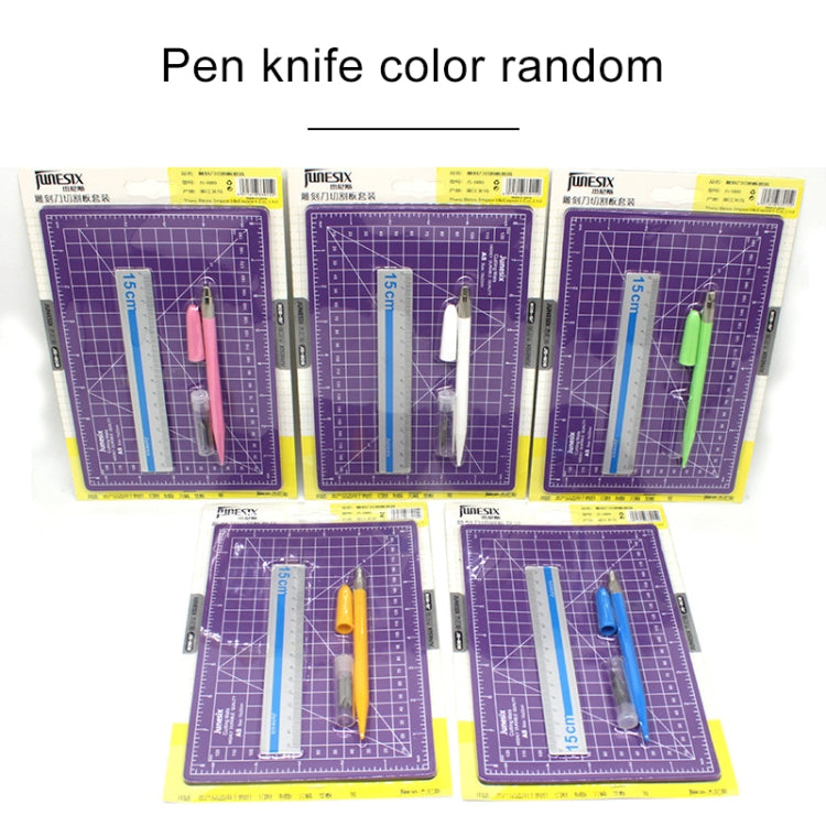 Junesix A5 Cutting Mat Set Cutting Mat & Ruler & Carving Knife(Purple)