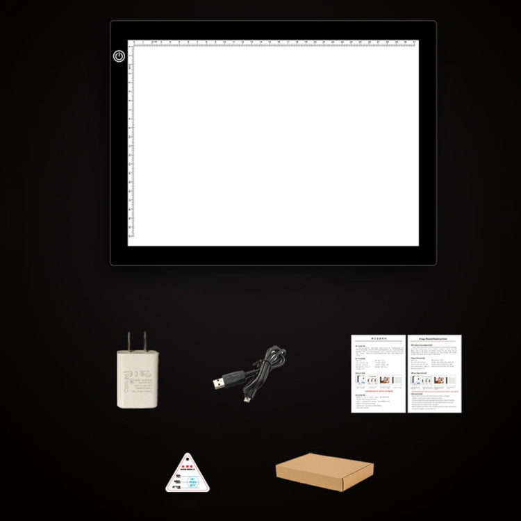 A4 Size 5W 5V LED Three Level of Brightness Dimmable Acrylic Copy Boards for Anime Sketch Drawing Sketchpad, with USB Cable & Plug, Size：220x330x5mm