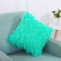 Velvet Long Plush Pillow Cover Popular Square Furry Cover Home Bed Room Decoration Pillowcase, Size: 45 x 45cm(Green)