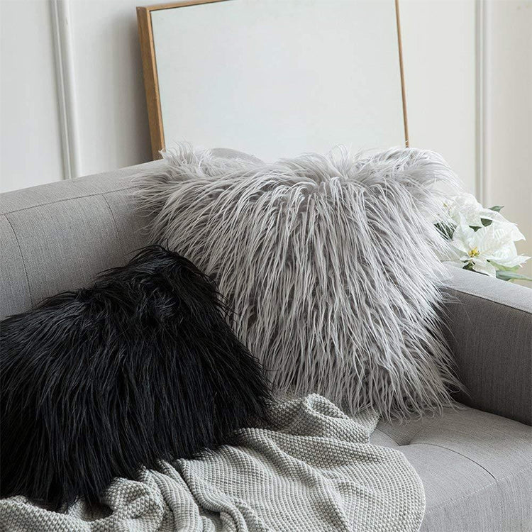 Velvet Long Plush Pillow Cover Popular Square Furry Cover Home Bed Room Decoration Pillowcase, Size: 45 x 45cm(Green)